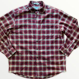 L. L Bean red Button Down Flannel Plaid Shirt